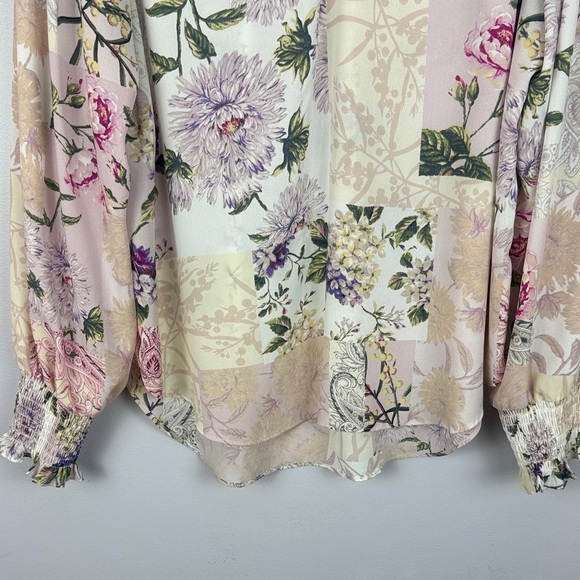 Joie Peasant-style Soft Pastel Patchwork Floral Long Sleeve Blouse Size Large - Picture 10 of 13